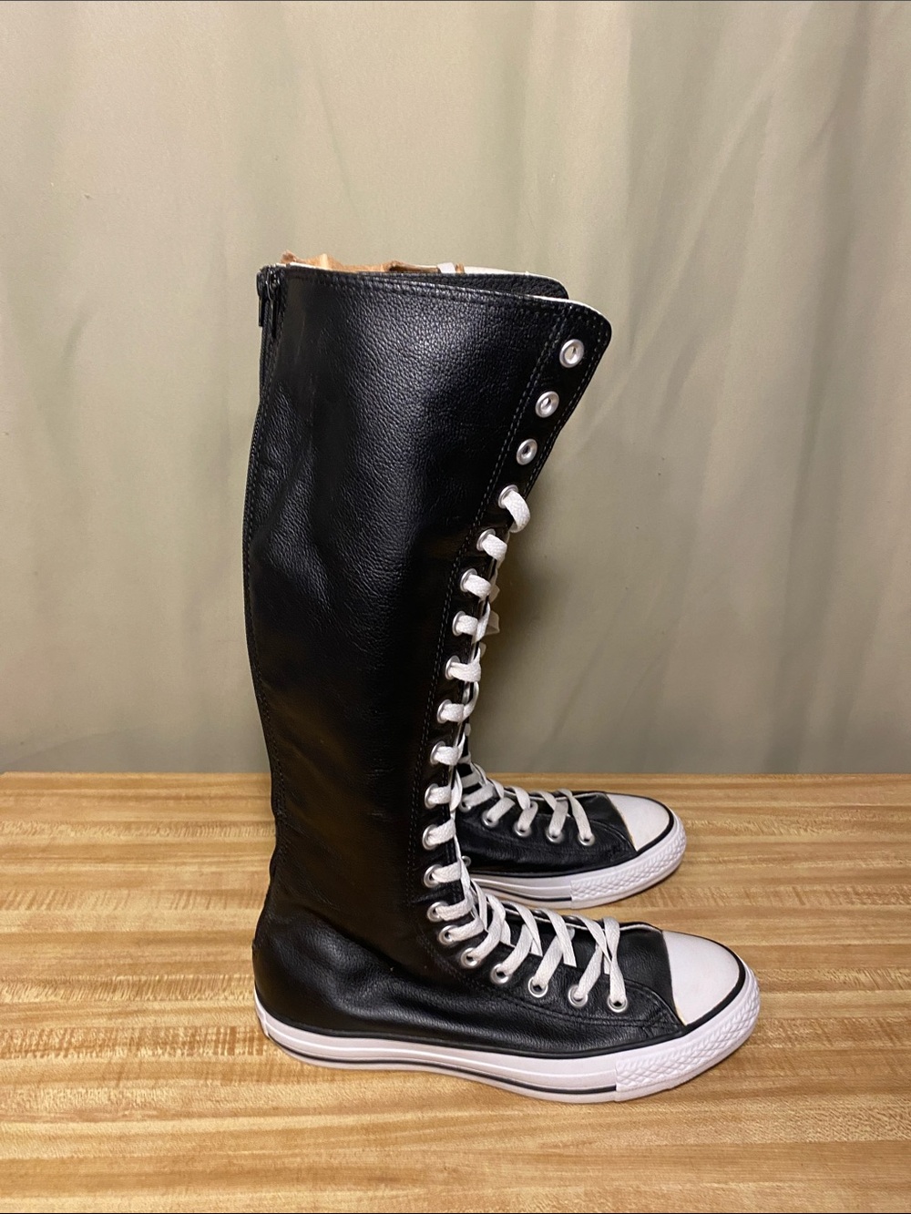 Converse All Star Chuck Taylor Knee High XXHI Black Leather shoes (117885) W8/M6 - Picture 3 of 9
